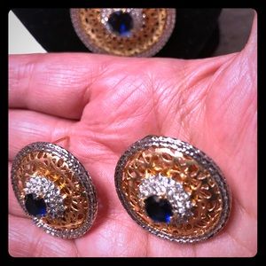 Gold plated silver ring necklace and earrings set